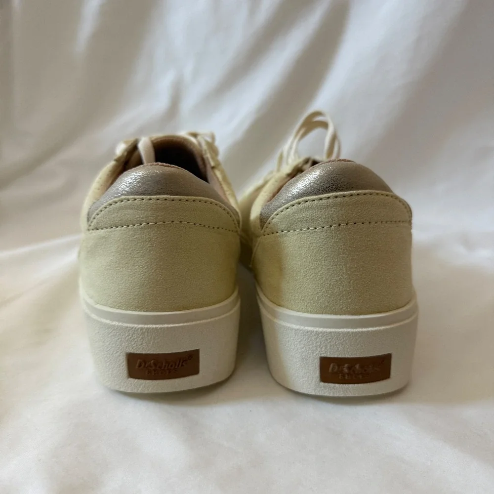 Dr. Scholls Madison Next Platform Sneakers Beige Suede Perforated Low Top 2028